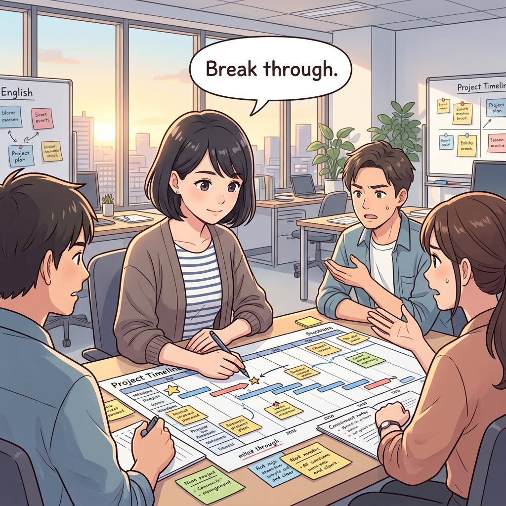 Cute educational anime-style illustration expressing "Push your limits" in a clear everyday scene.
