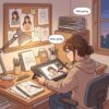 Cute educational anime-style illustration expressing "Keep going" in a clear everyday scene.