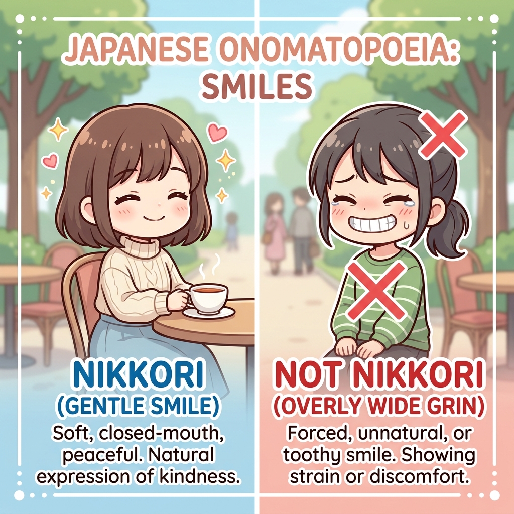 nikkori Japanese onomatopoeia explanation image