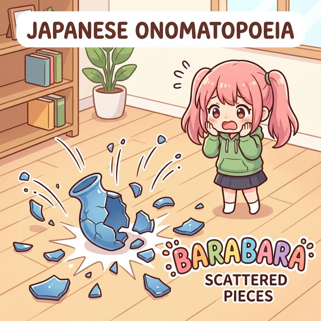 barabara Japanese onomatopoeia usage example image