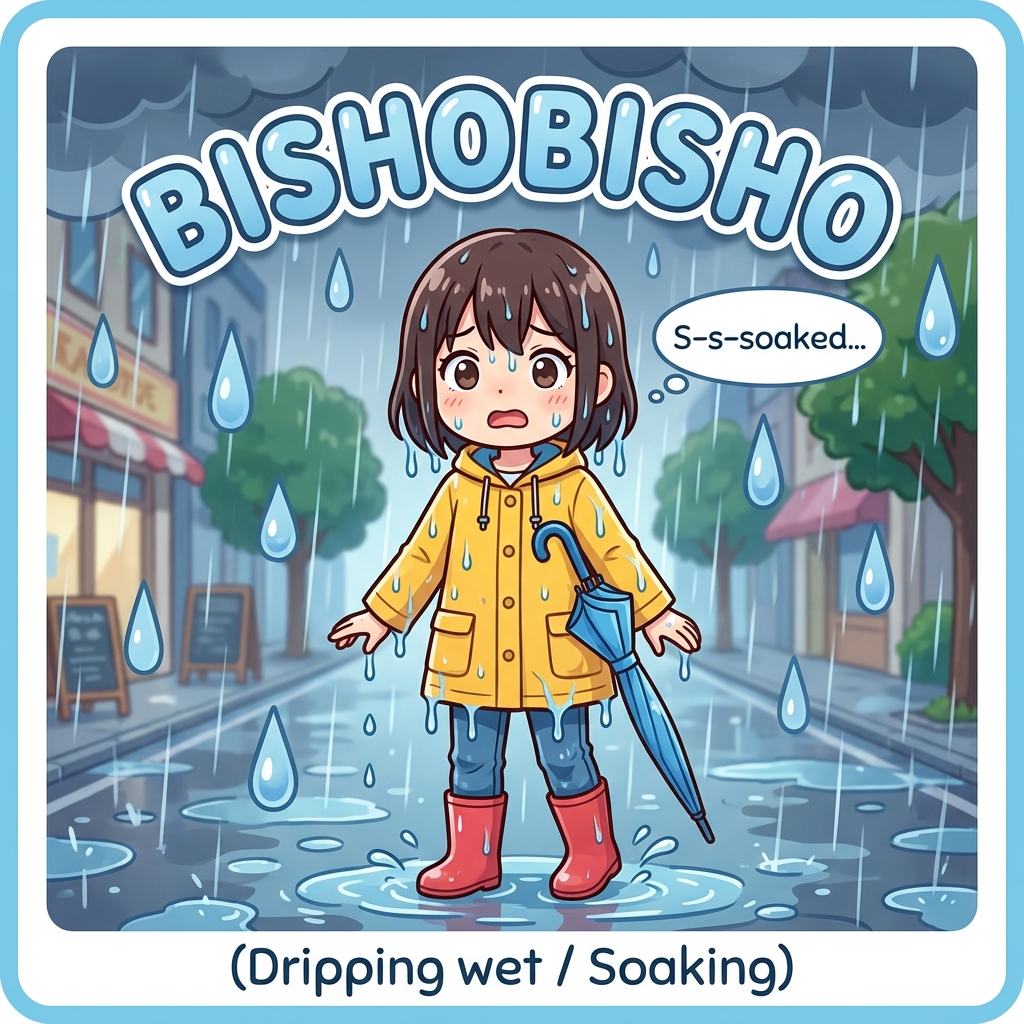 bishobisho Japanese onomatopoeia explanation image