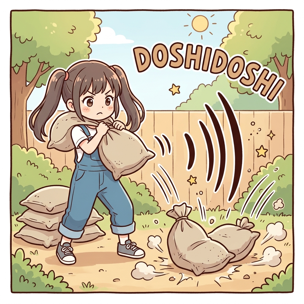 doshidoshi Japanese onomatopoeia usage example image