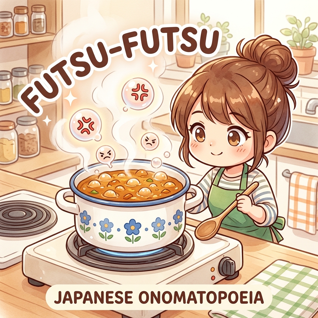 futsu-futsu Japanese onomatopoeia usage example image
