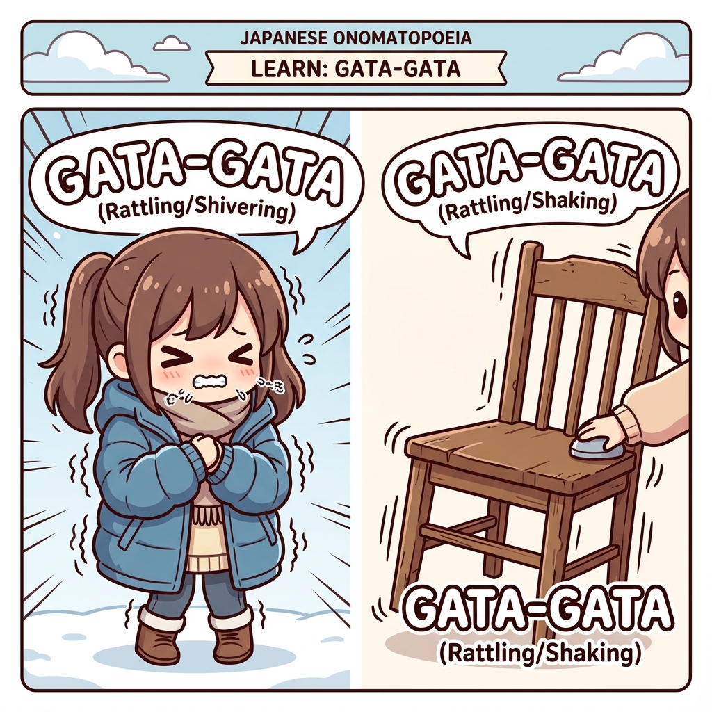 gatagata Japanese onomatopoeia explanation image