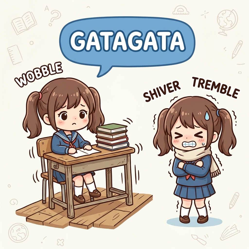 gatagata Japanese onomatopoeia usage example image