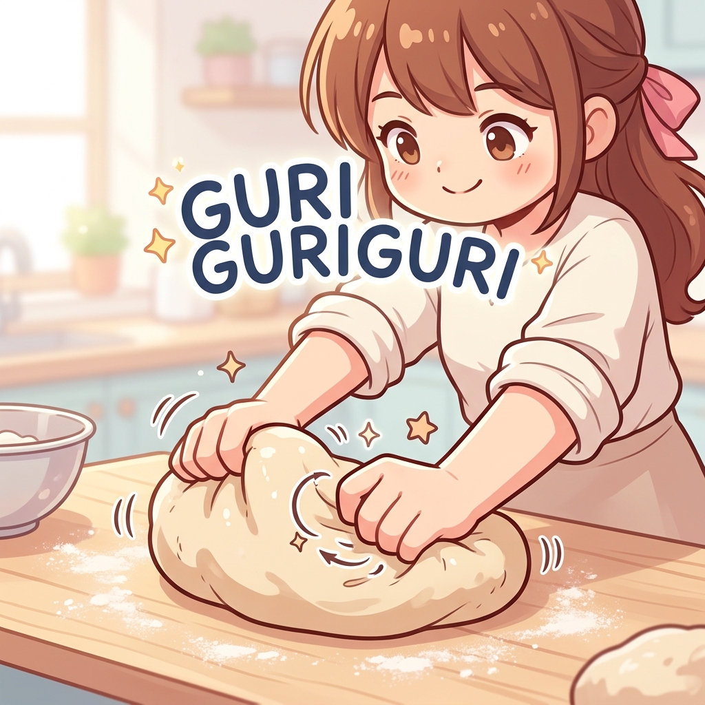guriguri Japanese onomatopoeia usage example image