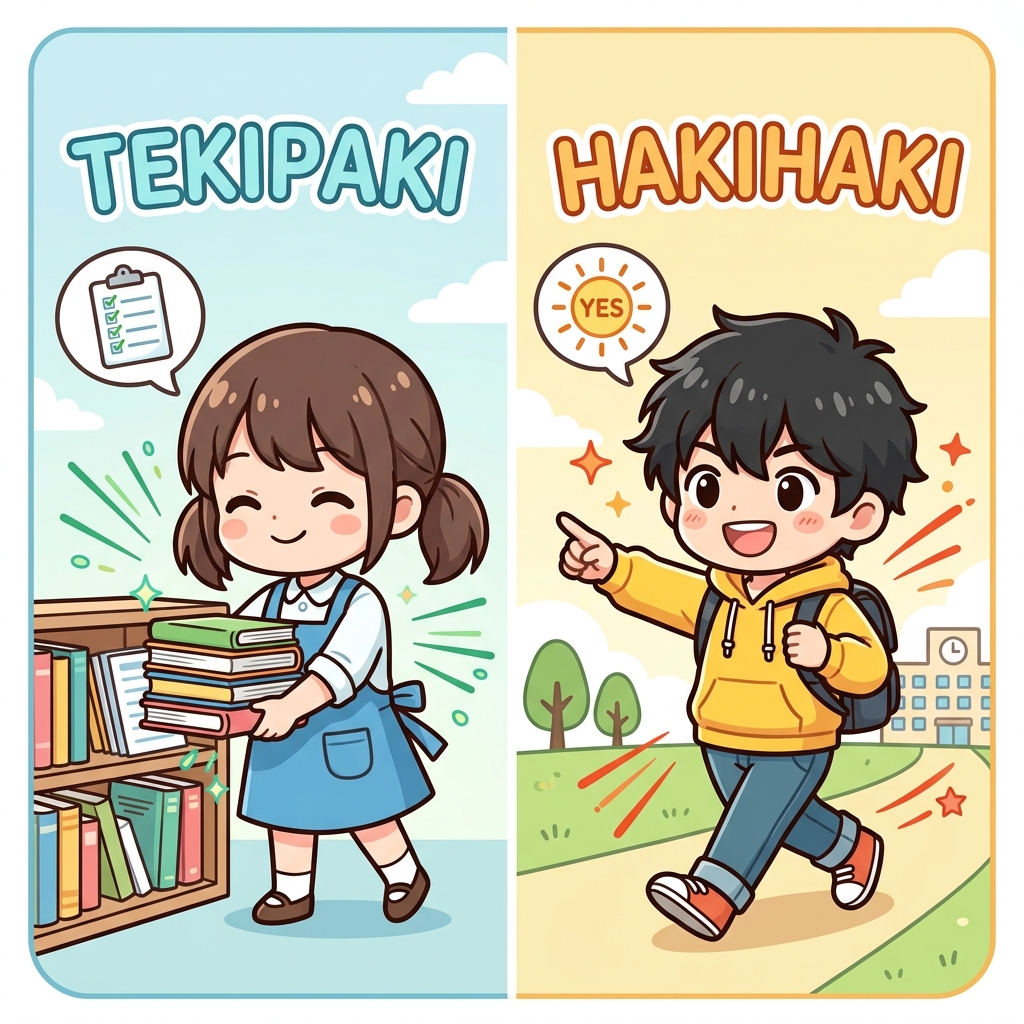 hakihaki Japanese onomatopoeia usage example image