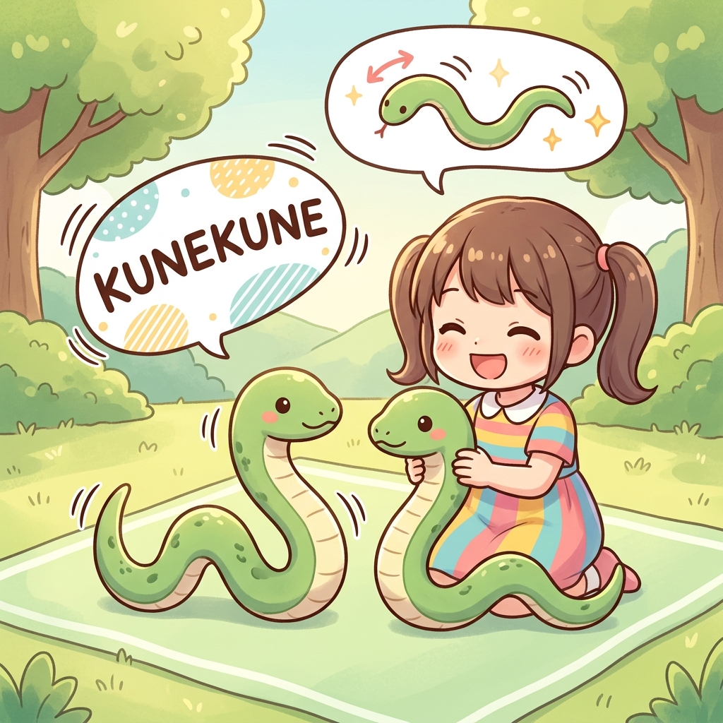 kunekune Japanese onomatopoeia usage example image