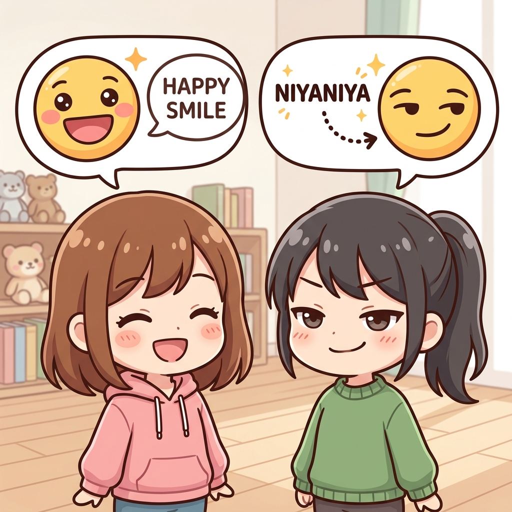 niyaniya Japanese onomatopoeia usage example image