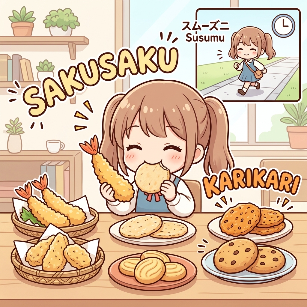 sakusaku Japanese onomatopoeia explanation image