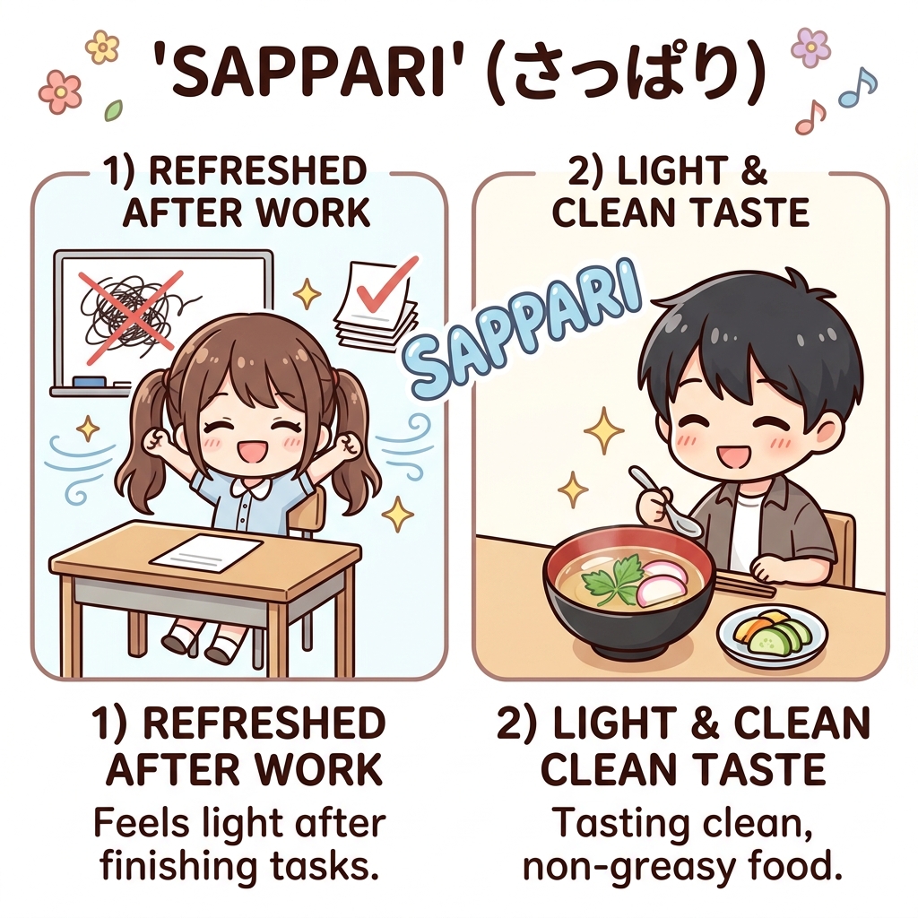 sappari Japanese onomatopoeia usage example image