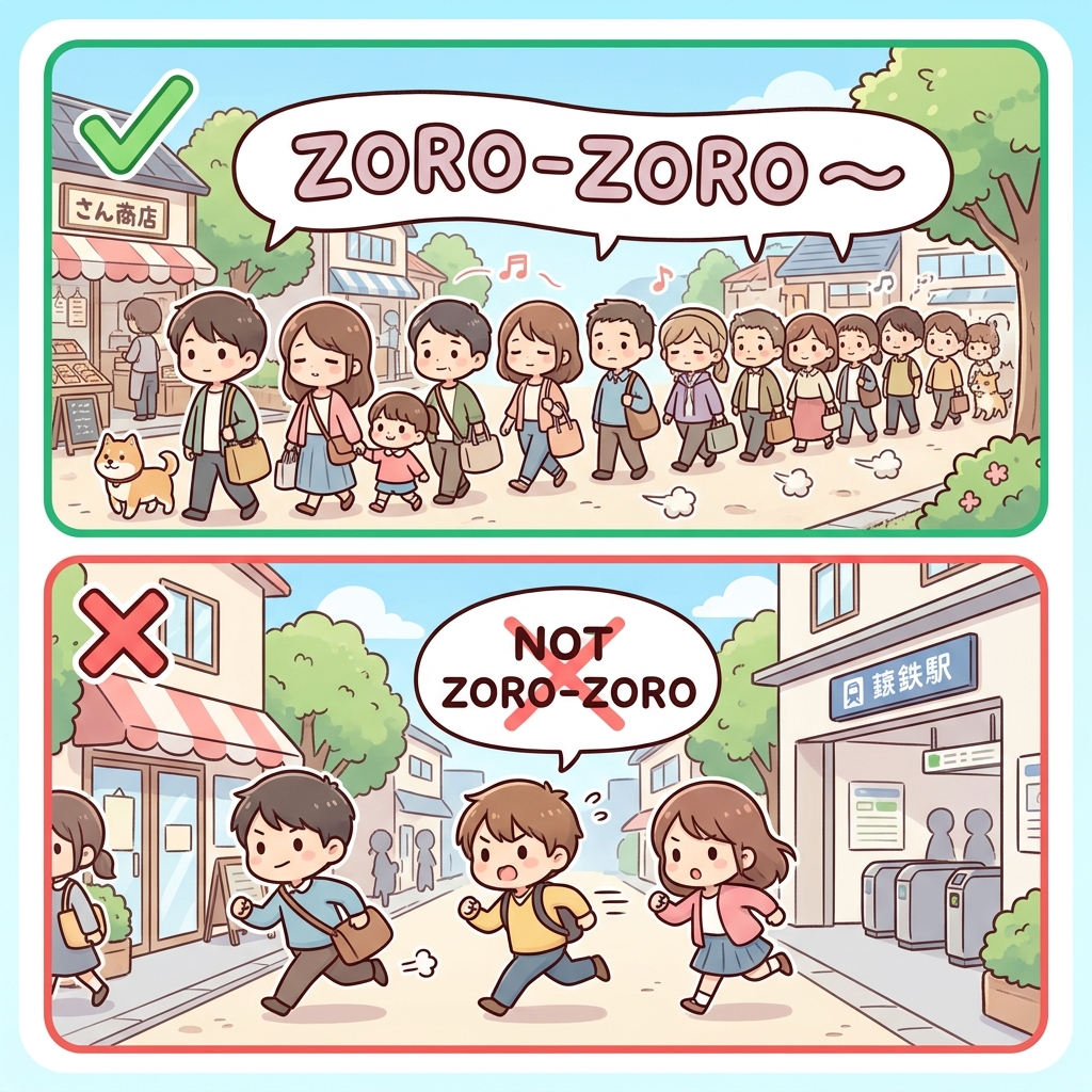 zorozoro Japanese onomatopoeia usage example image