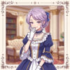 An elegant woman in a formal gown laughs behind a gloved hand in a luxurious room, an ohoho (おほほ) laugh