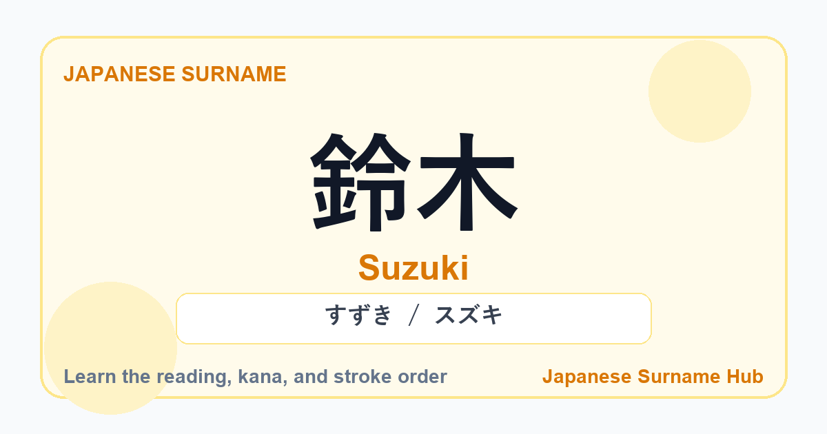 Featured image for the Japanese surname 鈴木 (suzuki)