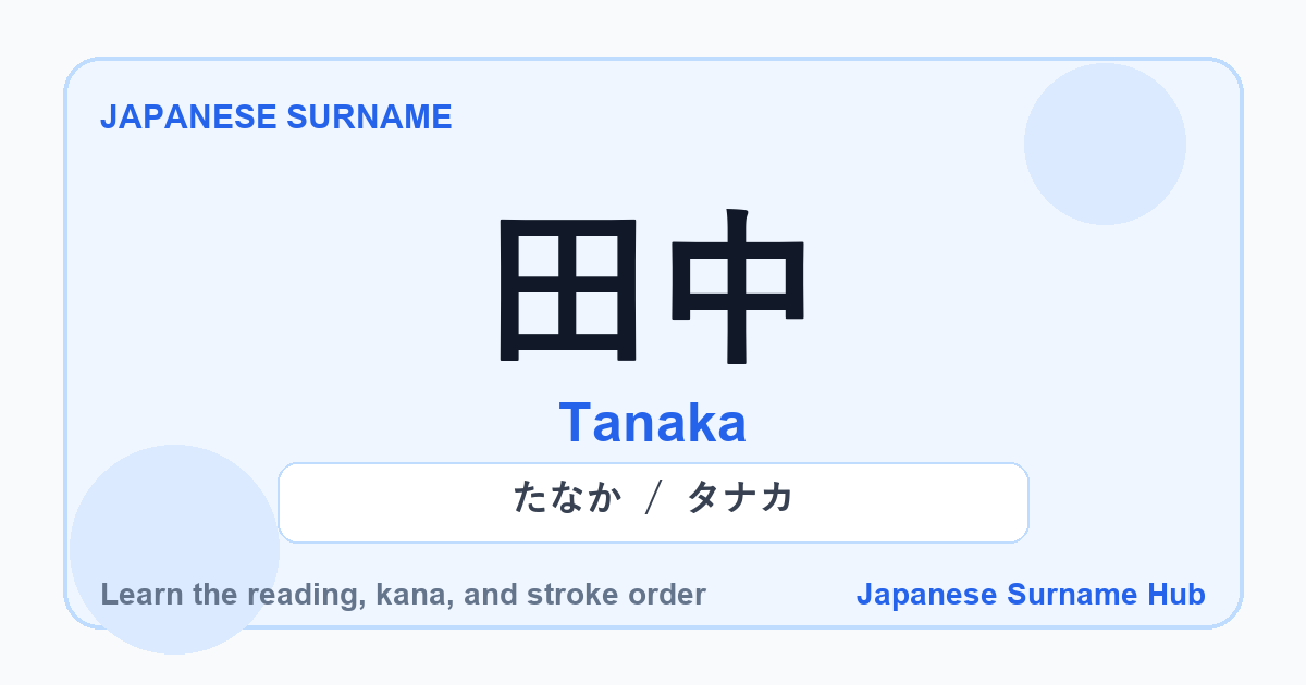 Featured image for the Japanese surname 田中 (tanaka)
