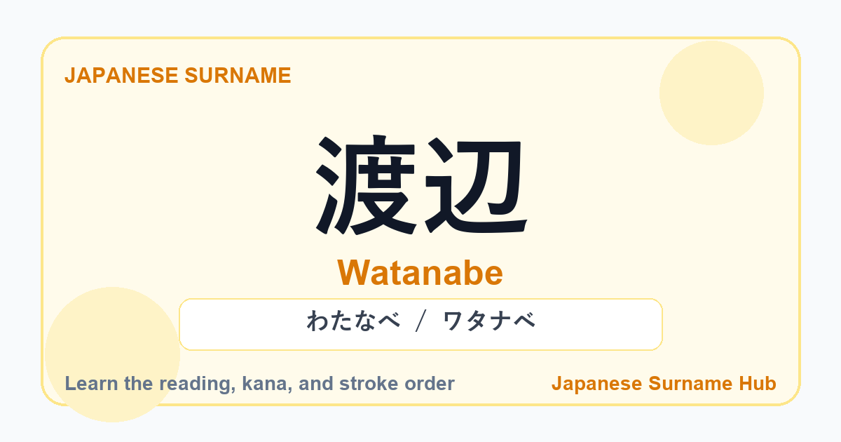 Featured image for the Japanese surname 渡辺 (watanabe)