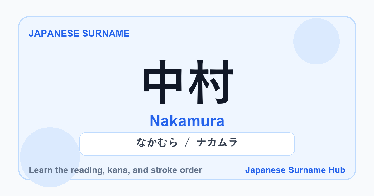 Featured image for the Japanese surname 中村 (nakamura)