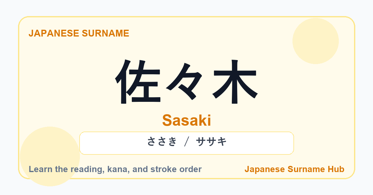 Featured image for the Japanese surname 佐々木 (sasaki)