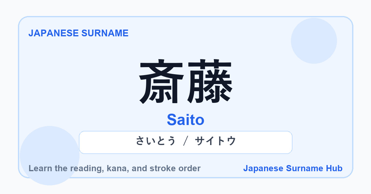 Featured image for the Japanese surname 斎藤 (saito)