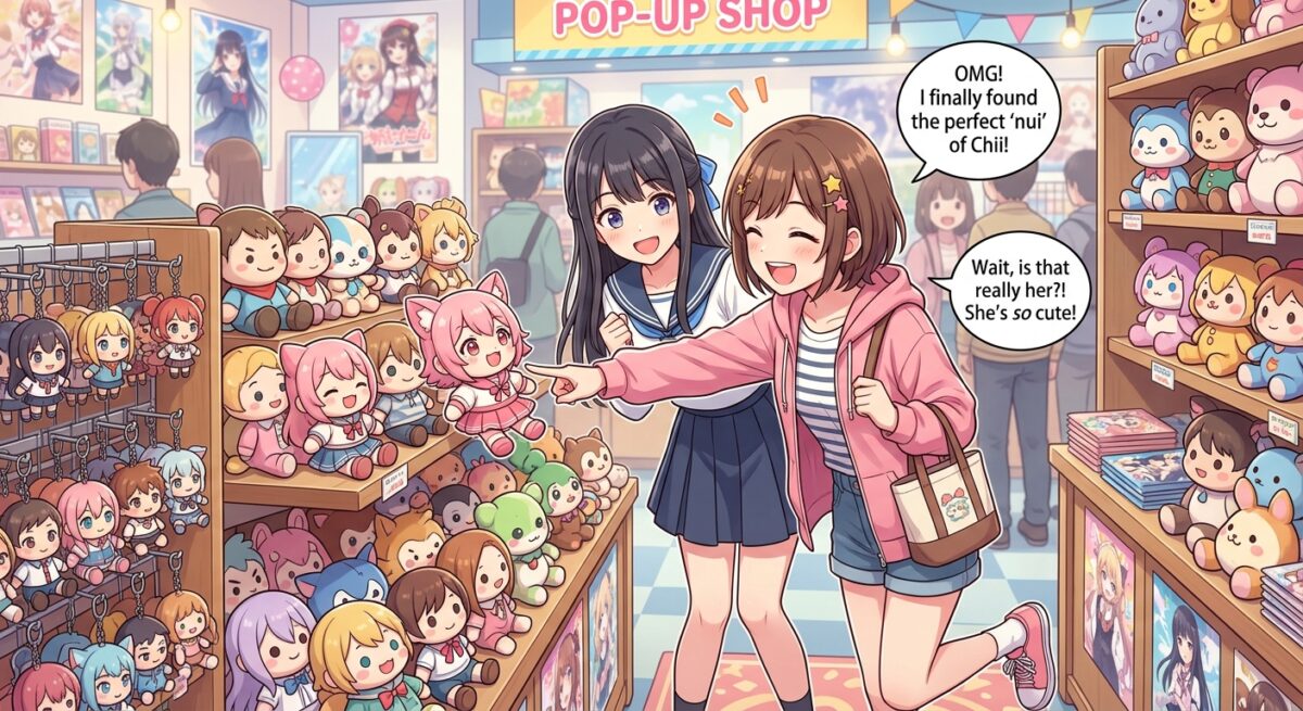 Nui: Plushie / Stuffed Toy illustrated in a real-life Japanese scene
