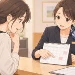 Traveler confirming a date using a calendar in Japan